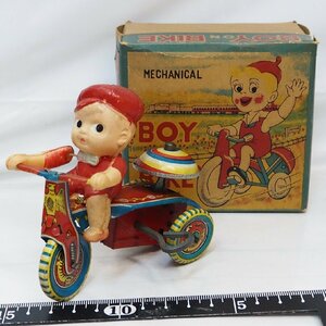  cell Lloyd doll tin plate tricycle small size [MECHANICAL BOY ON BIKEzen my bike ] made in Japan tin toy car# horse. Mark [ box attaching ] including carriage 