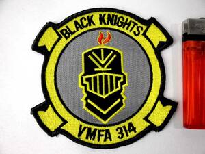 アメリカ海兵隊【VMFA-314/BLACK KNIGHTS スコードロンパッチ】公式？/USMC/戦闘攻撃飛行隊/刺繍/ワッペン/部隊章/未使用・美品