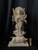 新作　高57cm 井波彫刻 一刀彫り　仏教工芸品　香樟材　木彫仏教　精密彫刻 仏師で仕上げ品　護法善神 摩利支天立像_画像1