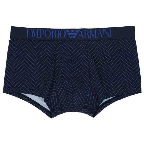 EMPORIO ARMANI エンポリオ アルマーニ TRUNK MICROFIBER ロゴバンド 前閉じ ボクサーパンツ メンズ 54075350 ネイビー M