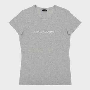 EMPORIO ARMANI エンポリオ アルマーニ アイコニック ロゴ クルーネック タイトフィット Tシャツ レディース 54122739 ミドルグレー S