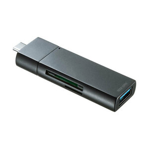 Type-Cコンパクトカードリーダー SDカードリーダー USB Aポート付き ブラック サンワサプライ ADR-3TCMS7BKN 新品 送料無料