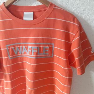 レア　NIKE WAFFLE ビンテージ　Tシャツ　オレンジ　ホワイト　ボーダー　ワッフル　 古着 半袖Tシャツ ロゴTシャツ
