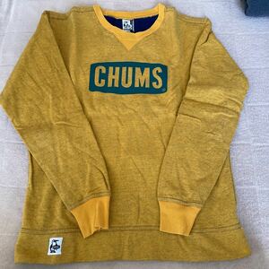CHUMS/ Chums Logo принт тренировочный / длинный рукав обратная сторона ворсистый вырез лодочкой футболка / б/у одежда /S размер 