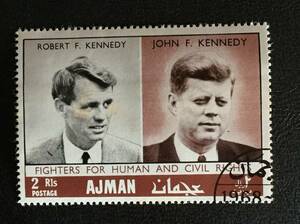 アジマン のケネディー 切手1968-07-25発行 Robert F. (1925-1968) and John F. Kennedy (1917-1963)