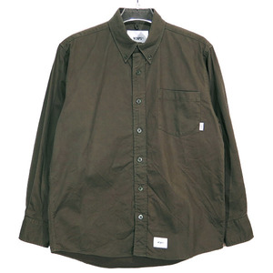 WTAPS 20AW BD/LS/COTTON.TWILL 202TQDT-SHM03 ダブルタップス ボタンダウン ロングスリーブコットンツイルシャツ オリーブドラブ 長袖 YX