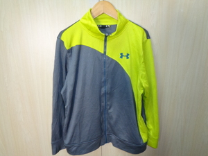 b437◆UNDER ARMOUR トラックジャケット◆アンダーアーマー sizeYLG YOUTH グレー×イエロー ポリ素材 通気性有 ジャージ ネコポス便発送5A