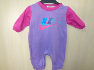 b1085*90s NIKE Kids rompers * Nike sizeS poly- cotton material purple color series with logo silver tag baby child clothes cat pohs flight shipping postage 385 jpy 5A