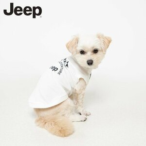 【Mサイズ】限定 ジープ 公式 メッシュ ロゴ Tシャツ タンクトップ ホワイト 白 犬服 ペット服 夏服 Jeep Mesh Logo Wear