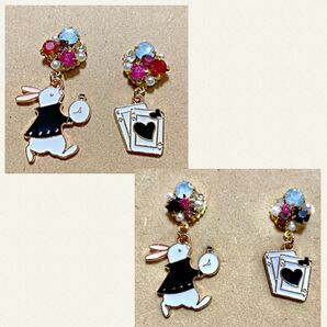 うさぎとトランプのイヤリング/ピアス