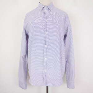 Frank & Eileen フランクアンドアイリーン レディース トップス コットン ボーダー長袖シャツ ブラウス PURPLE/WHITE XXS