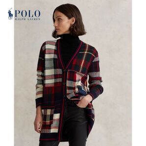 定価10万円以上!タグ付新品未使用!ウールチェックパッチワークカーディガン