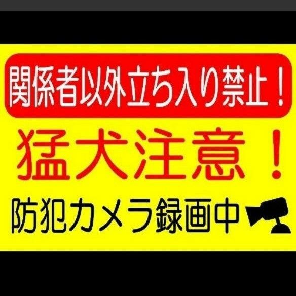 カラーコーンプラカードA4サイズ144『関係者以外立ち入り禁止猛犬注意防犯カメラ録画中』