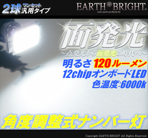 2球)♭△T10面発光 角度調整式 LEDナンバー灯 色温度6000k~6500k