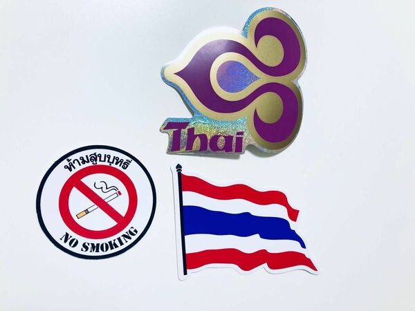 ステッカーセット　タイ国旗　タイ航空　禁煙