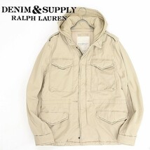 ◆DENIM&SUPPLY RALPH LAUREN デニム&サプライ ラルフ ローレン USED加工 M-65 中綿 フーデッド ミリタリー ジャケット ベージュ XL_画像1