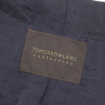 ◆TOMORROWLAND collection トゥモローランド コレクション リネン混 ストライプ柄 ノーカラー ジャケット ネイビー 38_画像5