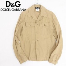 ◆D&G ドルチェ＆ガッバーナ ミリタリー サファリ シャツ ジャケット ベージュ 34/48_画像1