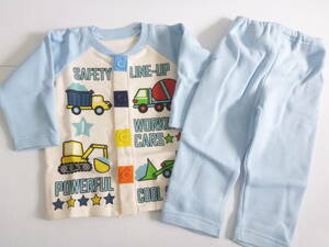  new goods button shovel car light blue lining nappy long sleeve pyjamas 80