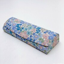 【新品/即決/送料230円】メガネケース 眼鏡収納 コンパクト セミハードケース かわいい おしゃれ フラワー ローズ ブルー No.20108-4_画像2