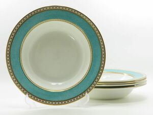 ウェッジウッド プレート■ユーランダーパウダー ターコイズ スーププレート 20cm 深皿 5枚セット WEDGWOOD 1級品