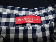 assk6-551☆earth music&ecology　ノースリーブチェックシャツサロペット　オールインワン　ネイビー×白　Fサイズ　綿100　_画像8