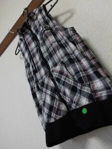 assk6-473☆DIRTY WOLF　子供服/キッズ　男児向け　チェックジップアップベスト　アウター　前開き　黒×白系　サイズ140　綿100%