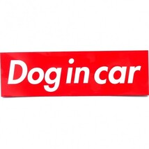 カーステッカー(粘着シール) Dog in car 箱枠 赤　(ドッグインカー)_画像1