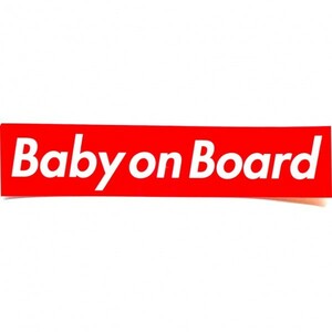 カーステッカー(粘着シール) Baby on Board 箱枠 赤　(ベビーインカー ベビーオンボード Baby in car)