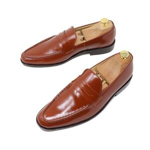 24cm men's original leather Loafer slip-on shoes hand made ma Kei made law business casual shoes shoes smooth light brown 300