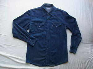  Hollywood Ranch Market BLUE BLUEb lube Roo . color Right on s Denim western shirt size 2/M made in Japan 