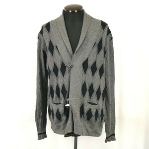 ザラ/ZARA MAN★長袖カーディガン【Mens size -L/グレー×紺/gray×navy/アーガイル柄】Jackets/Cardigan◆BH129