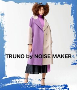 【TRUNO by NOISE MAKER】 カシミヤ10%ウールバイカラーダブルロングコート