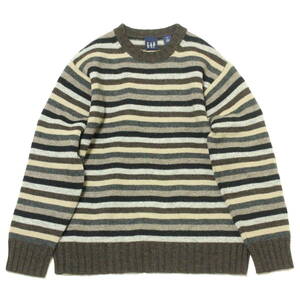 美品 90's~00's GAP オールド ギャップ マルチボーダー クルーネックニット S(M位) ビンテージ OLD