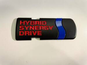 ■HYBRID SYNERGY DRIVE ハイブリッドシナジードライブ 3Dエンブレム マッドブラック × ブルー 装飾 ドレスアップ 両面テープ付属