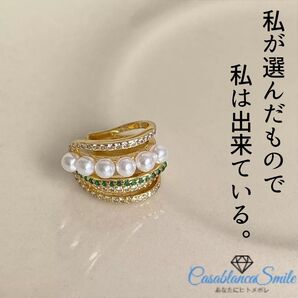 ■ マルチ レイヤ― ライン ストーン イヤーカフ