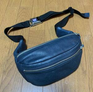  prompt decision! beautiful goods!RADIALL[KAWASAKI] leather waist bag navy seat belt buckle latiaru regular price 3 ten thousand jpy 