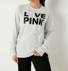 ☆VICTORIA'S SECRET ＰＩＮＫロゴ付き長袖のTシャツ・ＸＳ★☆彡ご希望の方にショップ紙袋同封可能！！