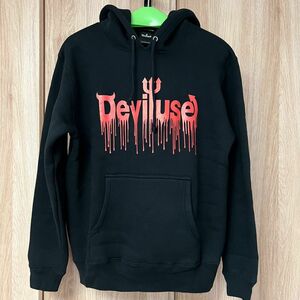 サイズM deviluse Logo Blood Pullover（Black）プルオーバー スウェット パーカー