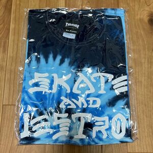 新品未開封 サイズM THRASHER SKATE & DESTROY TIE DYE 半袖 Tシャツ BLUE OCEAN