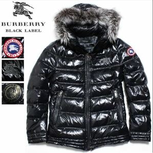  размер LL как новый BURBERRY BLACK LABEL мех 3WAY MONCLER способ нашивка пуховик чёрный пальто XL 4 Burberry Black Label 