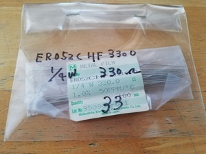 * metal film resistance ER052CHF3300 1/4W 330.0Ω 1.0% 33 piece * unused 