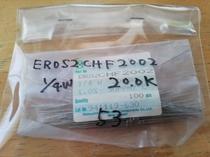 * metal film resistance ER052CHF2002 1/4W 1.0% 20.0KΩ 53 piece * unused 