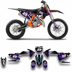 カスタム グラフィック デカール ステッカー 車体用 / KTM 85sx SX 85 ( 2018 - 2022 )　パープル・ブラック