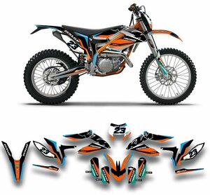 カスタム グラフィック デカール ステッカー 車体用 / KTM フリーライド FREERIDE ( 2012 - 2017 )　オレンジ・グリーン