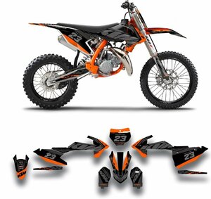 カスタム グラフィック デカール ステッカー 車体用 / KTM 85sx SX 85 ( 2018 - 2022 )　ブラック・オレンジ