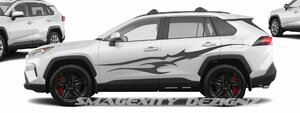 カスタム グラフィック デカール ステッカー 車体用 / トヨタ Rav4 ラヴフォー 5代目 2018- / リア ドア サイド ストライプ SD8812