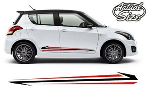 カスタム グラフィック デカール ステッカー 車体用 / SUZUKI SWIFT スズキ スイフト スウィフト / サイド ストライプス 013 （２カラー）