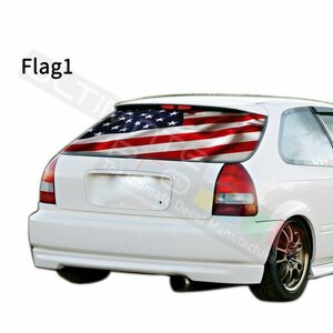 グラフィック デカール ステッカー 車体用 / ホンダ シビック EK 95-00 / リア ガラス ウィンドウ フル スモーク / フラッグ 国旗 USA