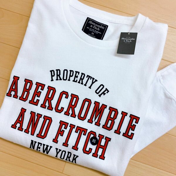 ★Abercrombie 大人気のメンズ胸ロゴグラフィックプリント長袖Tシャツ